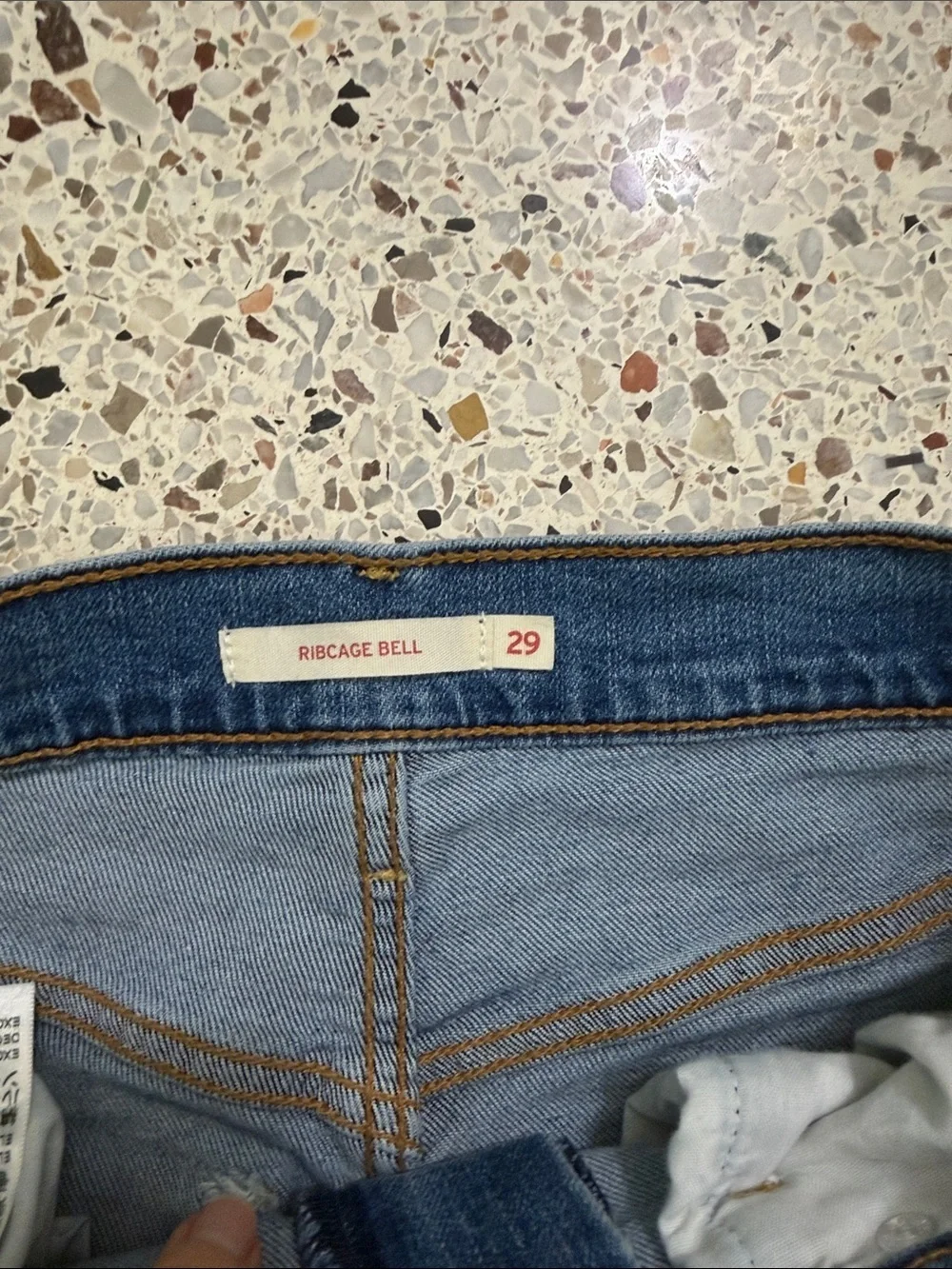 Levi’s Ribcage Bell raw hem jeans 29 high rise waist denim